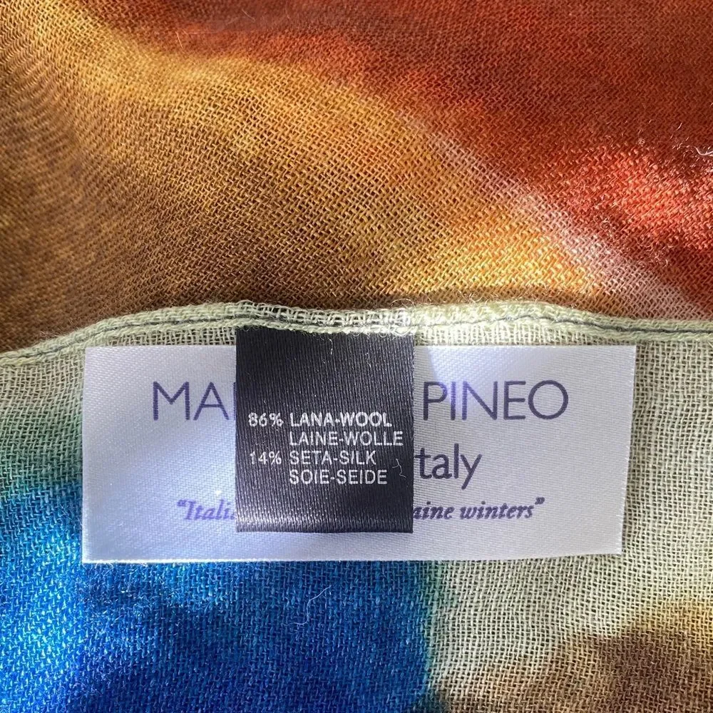 Margolis Pineo Italy Wool Silk Scarf Oversized Colorful Vacation Versatile Chic